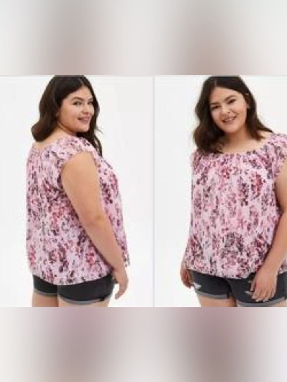 Torrid Plus size Floral Blouse Size 3x Lightweight Sheer Ruffle Sleeve Top